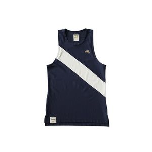 Tracksmith Strata Singlet blue and white size large